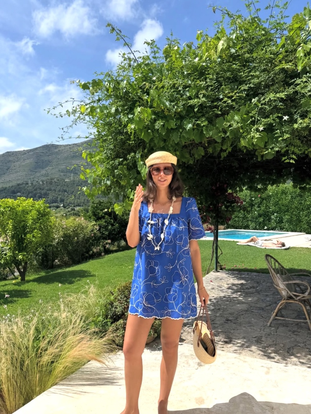 Sezane Juliana Floral Mini Dress Azure Blue - Picture 5 of 5
